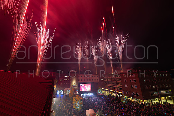 Rooftop fireworks photo from the Coventry Christmas Lights switch-on 2021