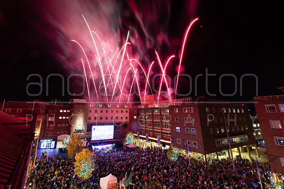 Rooftop fireworks photo from the Coventry Christmas Lights switch-on 2021