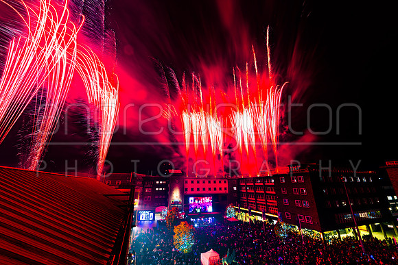 Rooftop fireworks photo from the Coventry Christmas Lights switch-on 2021