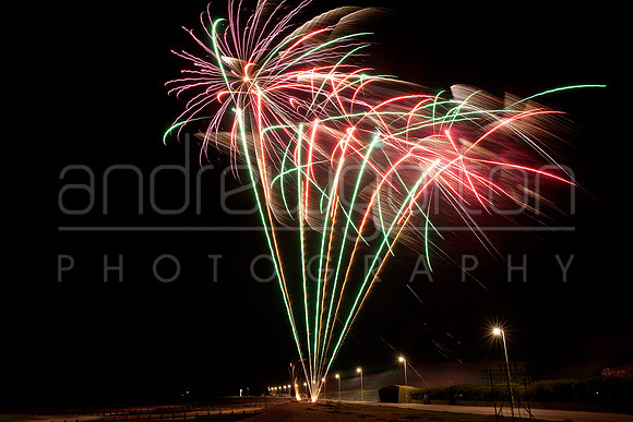 Photo of fireworks taken during a Heaven's Above funeral send-off show in Littlehampton 2016